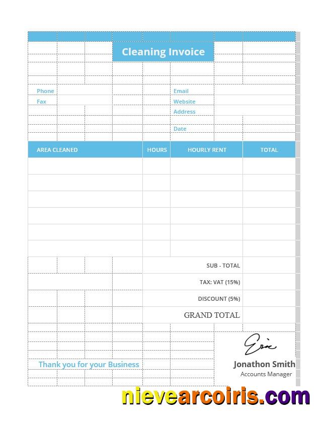 Sample Cleaning Invoice